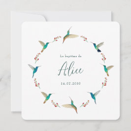 French Hummingbird Baptism Invitation 招待状
