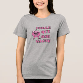 French Inspirational Encouragement Quote Pink Pig  トライブレンドＴシャツ