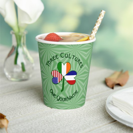 French Irish American Shamrock Personalized Text  紙コップ (インサイチュ)