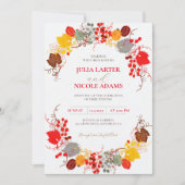 French Kissed Sweet Berry Flowers Photo Wedding 招待状 (正面)