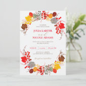 French Kissed Sweet Berry Flowers Photo Wedding 招待状 (スタンド正面)