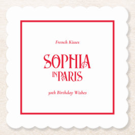 French Kisses & 30th Birthday Wishes Paris Party ペーパーコースター