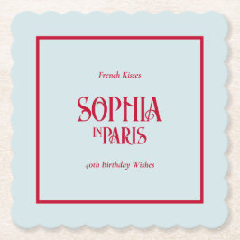 French Kisses & 40th Birthday Wishes Paris Party ペーパーコースター