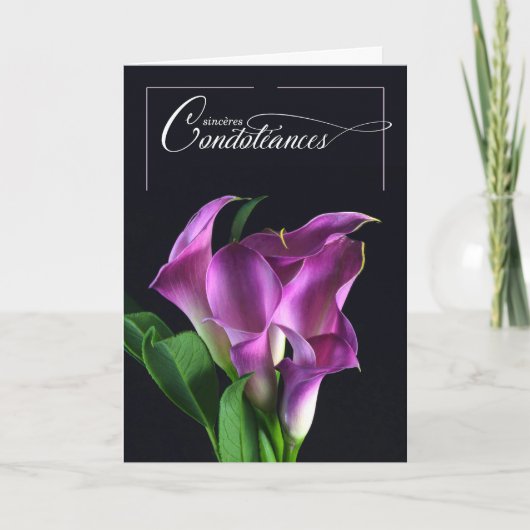 French Language Sympathy Condoléances Lilies カード (正面)