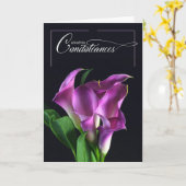 French Language Sympathy Condoléances Lilies カード (黄色い花)