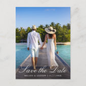 French Lavender Floral Crest Photo Save the Date ポストカード (正面)