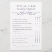 French Lavender 'Over or Under' Bridal Shower Game (正面)