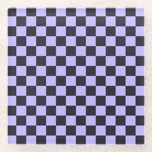 French lilac checkerboard pattern ガラスコースター (正面)