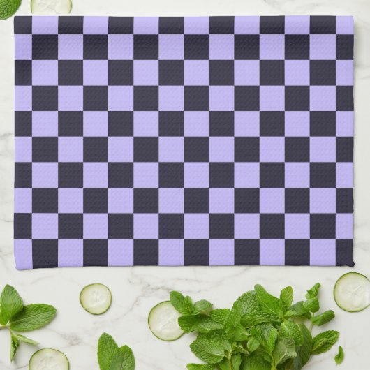 French lilac checkerboard pattern キッチンタオル (折り畳み)
