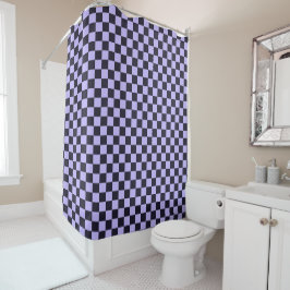 French lilac checkerboard pattern シャワーカーテン