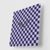French lilac checkerboard pattern スクエア壁時計 (傾斜)