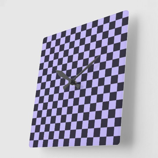 French lilac checkerboard pattern スクエア壁時計 (傾斜)