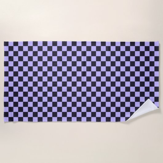 French lilac checkerboard pattern ビーチタオル (正面)