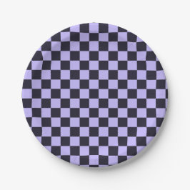 French lilac checkerboard pattern ペーパープレート