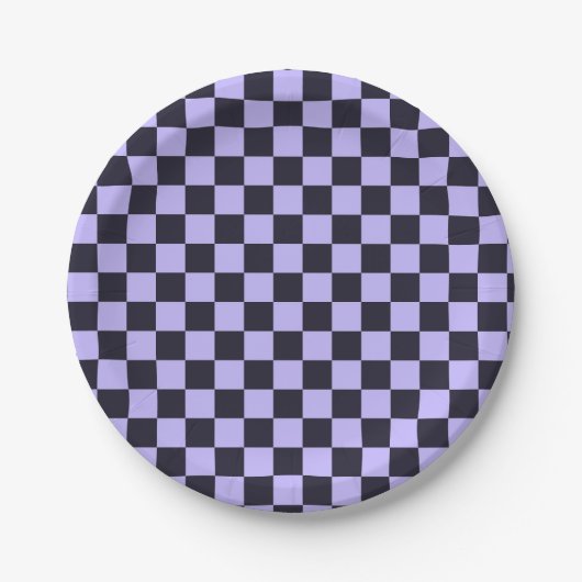 French lilac checkerboard pattern ペーパープレート (正面)