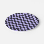French lilac checkerboard pattern ペーパープレート (アングル)