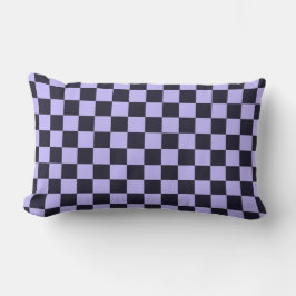 French lilac checkerboard pattern ランバークッション