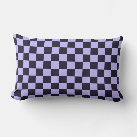 French lilac checkerboard pattern ランバークッション (正面)