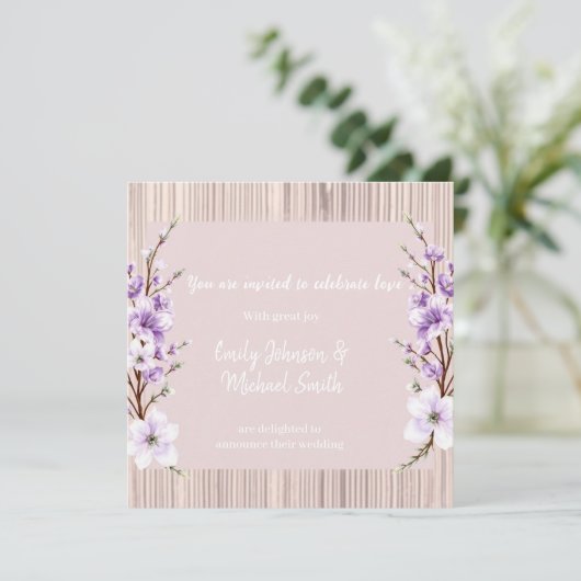 French Lilac wedding invitations rustic (スタンド正面)
