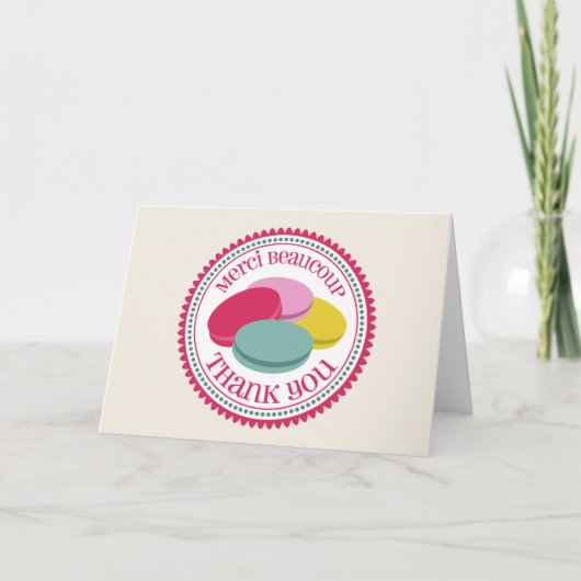 French Macarons Thank You Card - Merci Beaucoup サンキューカード (正面)
