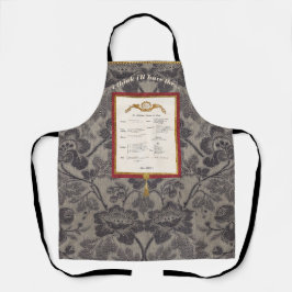 French Menu Elegant Damask Apron エプロン