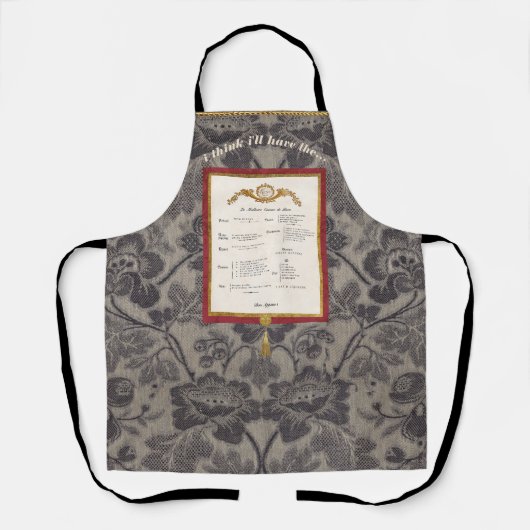 French Menu Elegant Damask Apron エプロン (正面)