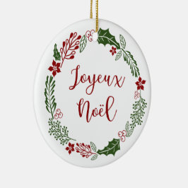 French Merry Christmas Wreath, Joyeux Noël セラミックオーナメント