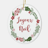 French Merry Christmas Wreath, Joyeux Noël セラミックオーナメント (左)