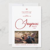 French Modern Joyeux Noël Snowflake Photo Holiday  シーズンカード (正面)