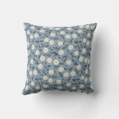 French Navy Blue Modern Farmhouse Daisy Pattern クッション (裏面)