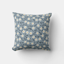 French Navy Blue Modern Farmhouse Daisy Pattern クッション