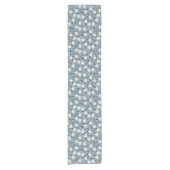 French Navy Blue Modern Farmhouse Daisy Pattern ショートテーブルランナー (正面)