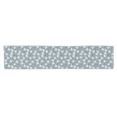 French Navy Blue Modern Farmhouse Daisy Pattern ショートテーブルランナー (横)