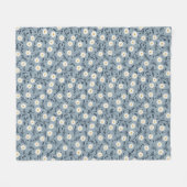 French Navy Blue Modern Farmhouse Daisy Pattern フリースブランケット (正面(横))