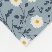French Navy Blue Modern Farmhouse Daisy Pattern フリースブランケット (角)