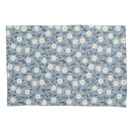 French Navy Blue Modern Farmhouse Daisy Pattern 枕カバー