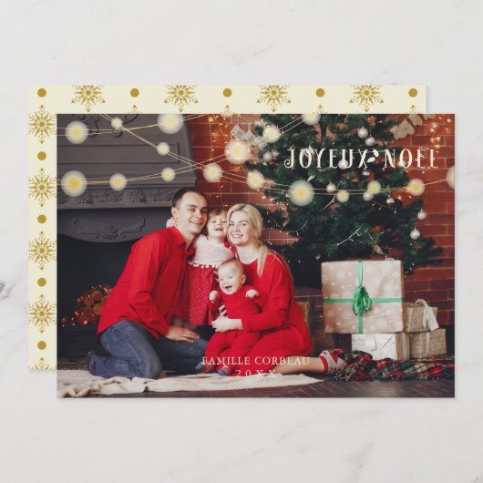 French Noël Modern Elegant Chic Photo Family シーズンカード (正面/裏面)