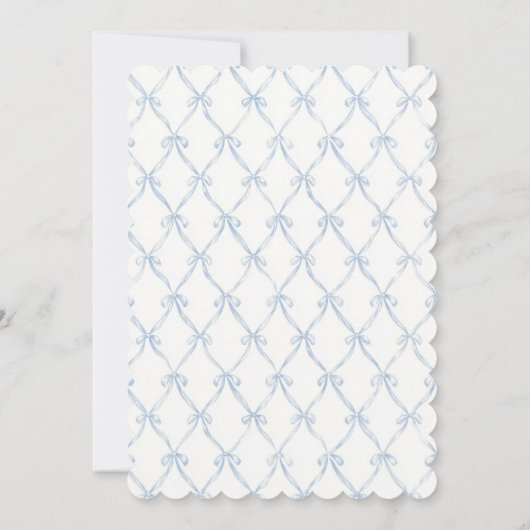 French Nursery Baby Boy Shower Coquette Stripe Bow 招待状 (裏面)