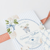 French Nursery Baby Shower Coquette Baby in Blue 招待状