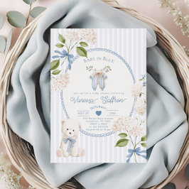 French Nursery Baby Shower Coquette Baby in Blue 招待状