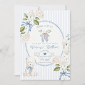 French Nursery Baby Shower Coquette Baby in Blue 招待状 (正面)