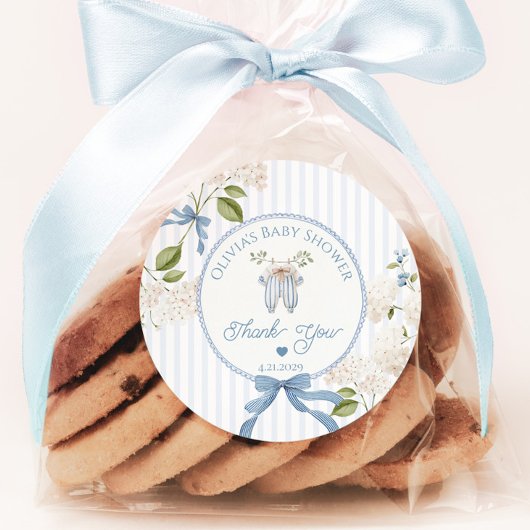 French Nursery Clothesline Baby shower Thank you ラウンドシール