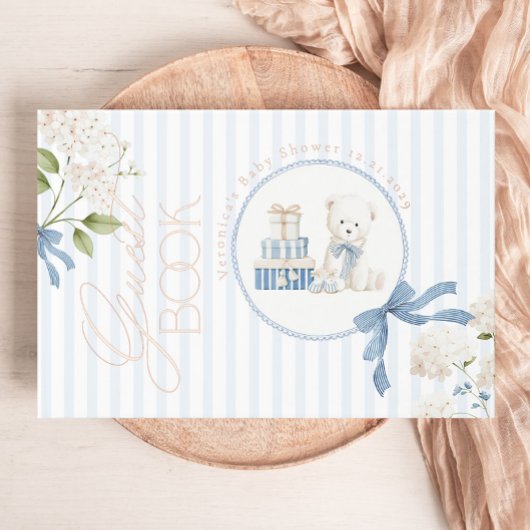 French nursery Coquette Teddy Bear Baby Boy Shower ゲストブック