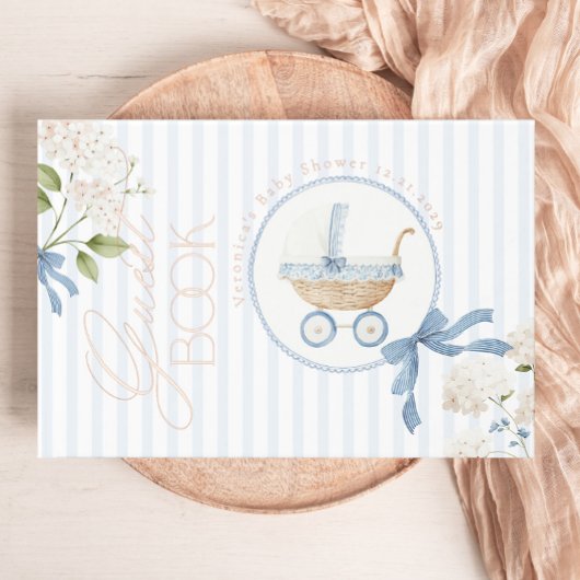 French nursery Vintage carriage Baby Bow Shower ゲストブック