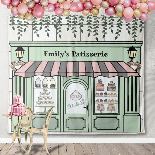 French Paris Bakery Cafe Patisserie Backdrop タペストリー