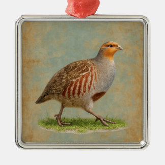 French Partridge  design Christmas tree decoration メタルオーナメント