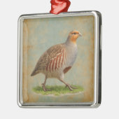French Partridge design Christmas tree decoration メタルオーナメント (左)