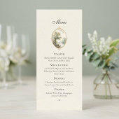 French Pastoral Ivory Wedding Menu Card メニュー