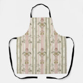 French Retro Damask Stripe All-Over Print Apron エプロン (正面)