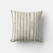 French Retro Damask Stripe Throw Pillow クッション (正面)
